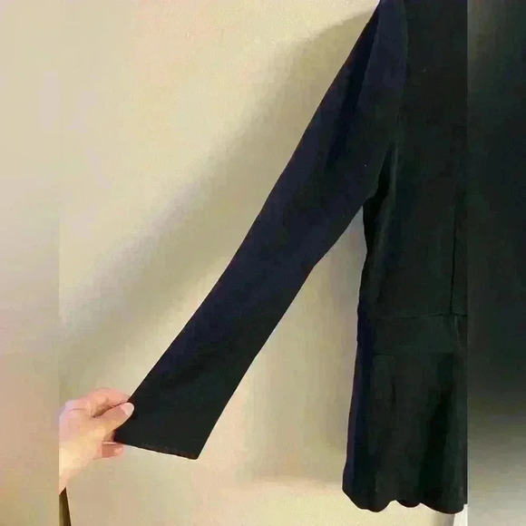 Misook sweater cardigan blazer black one button front faux pockets Medium - Picture 4 of 7